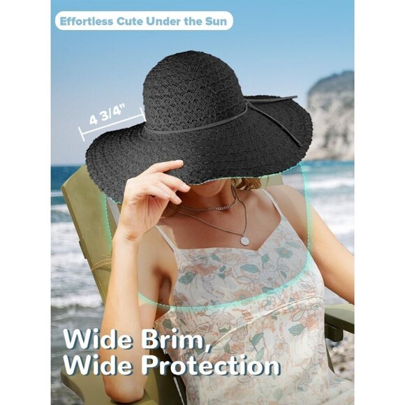 Women Sun Hat Lace Packable Wide Brim Foldable Travel Beach Accessories main image 5